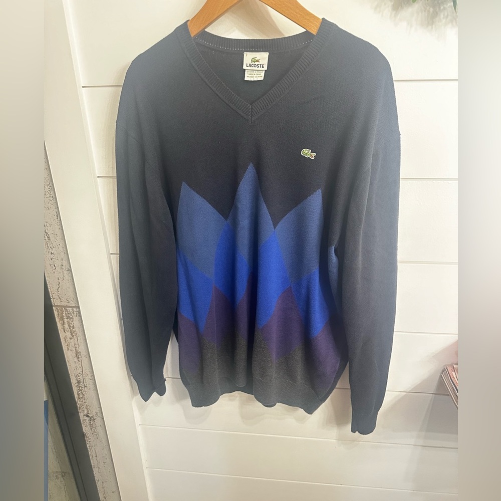 Lacoste men’s Ater size 2X Chevron pattern, navy with gray